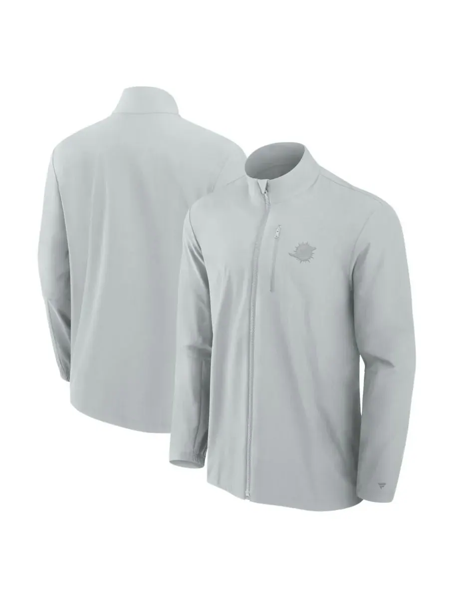 Fanatics Мужская серая тканая куртка на молнии с символикой команды Miami Dolphins Front Office — изображение 1 из 3, серый