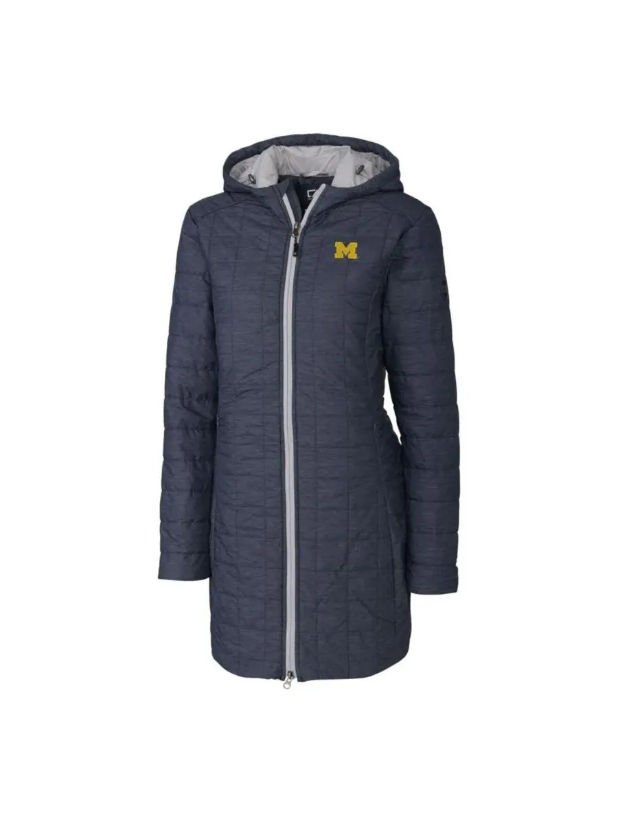 Cutter & Buck Женская куртка с капюшоном Heather Navy Michigan Wolverines Rainier PrimaLoft Eco — изображение 3 из 3