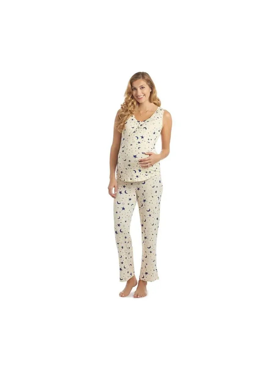 Комплект пижамы для беременных и кормящих мам Maternity Joy: майка и брюки Everly Grey, Twinkle — изображение 1 из 5
