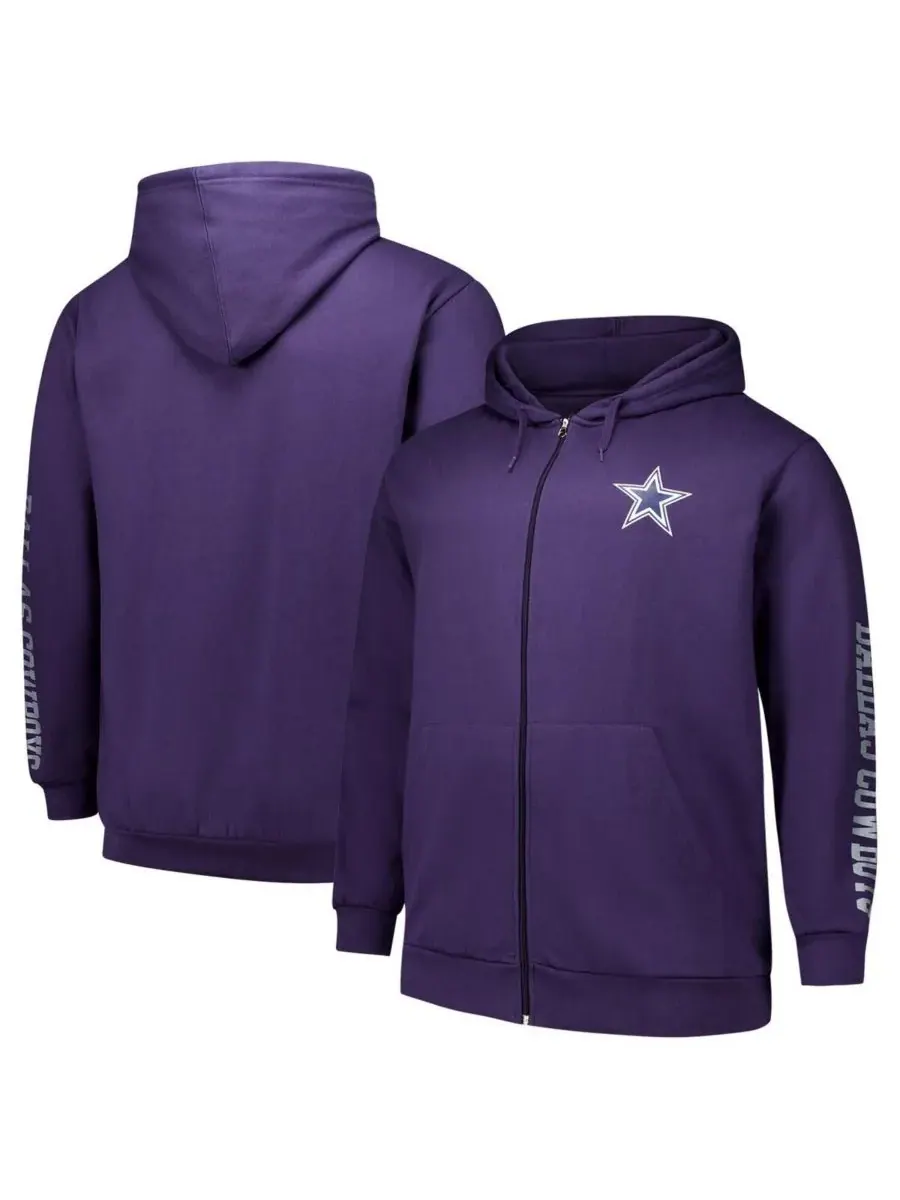 Fanatics Мужская фиолетовая толстовка с длинными рукавами и застежкой-молнией Dallas Cowboys — изображение 1 из 3, фиолетовый