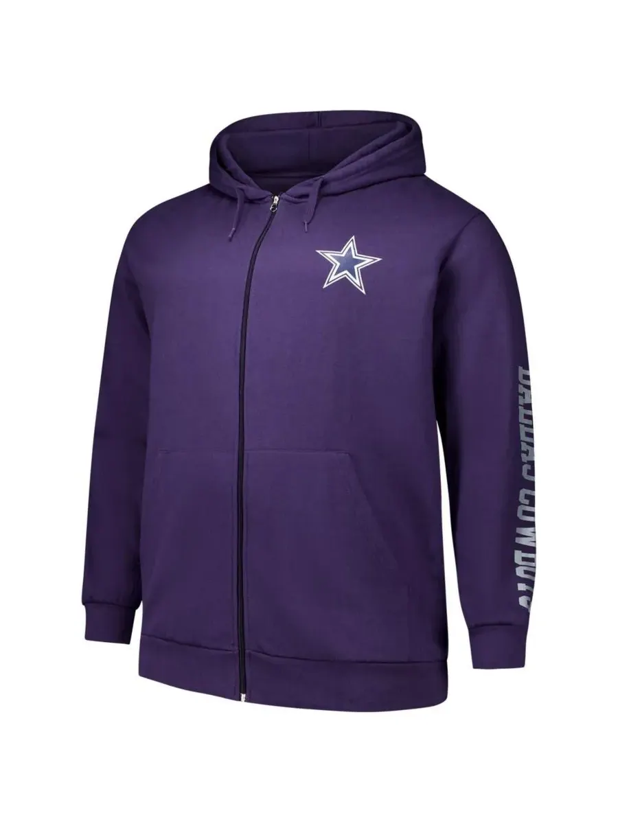Fanatics Мужская фиолетовая толстовка с длинными рукавами и застежкой-молнией Dallas Cowboys — изображение 3 из 3, фиолетовый