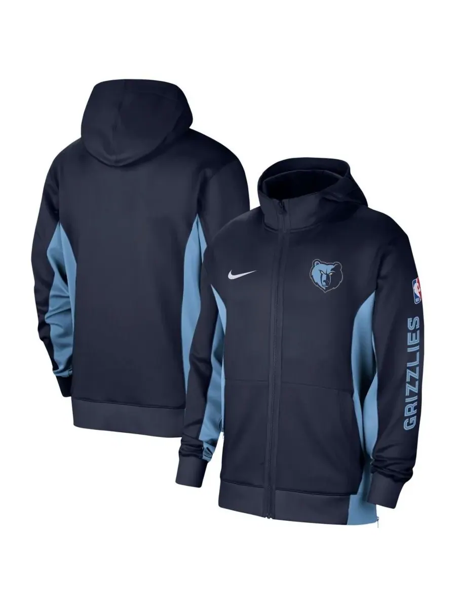 Nike Мужская темно-синяя толстовка на молнии Memphis Grizzlies 2023/24 Authentic Showtime — изображение 1 из 3, темно-синий