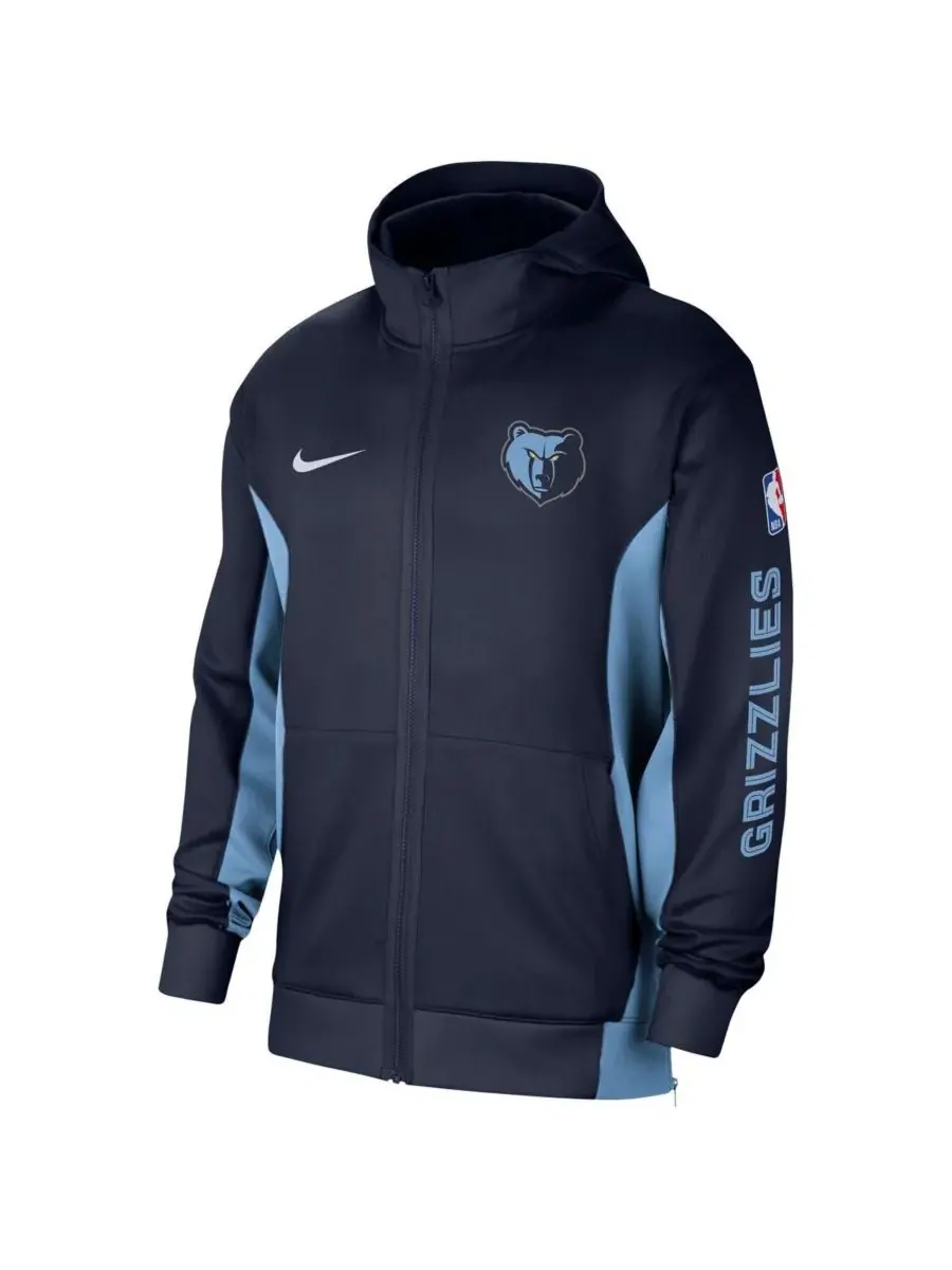 Nike Мужская темно-синяя толстовка на молнии Memphis Grizzlies 2023/24 Authentic Showtime — изображение 2 из 3, темно-синий