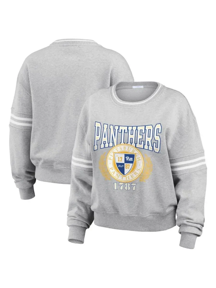 WEAR by Erin Andrews Женский свитер-пуловер Pitt Panthers в классическую полоску серого цвета — изображение 1 из 3, серый