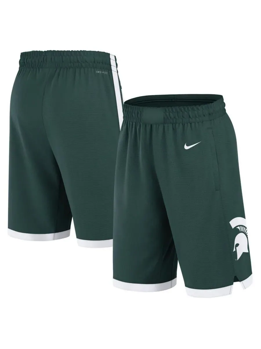 Nike Мужские зеленые баскетбольные шорты Michigan State Spartans Road Replica Performance — изображение 1 из 3, зеленый