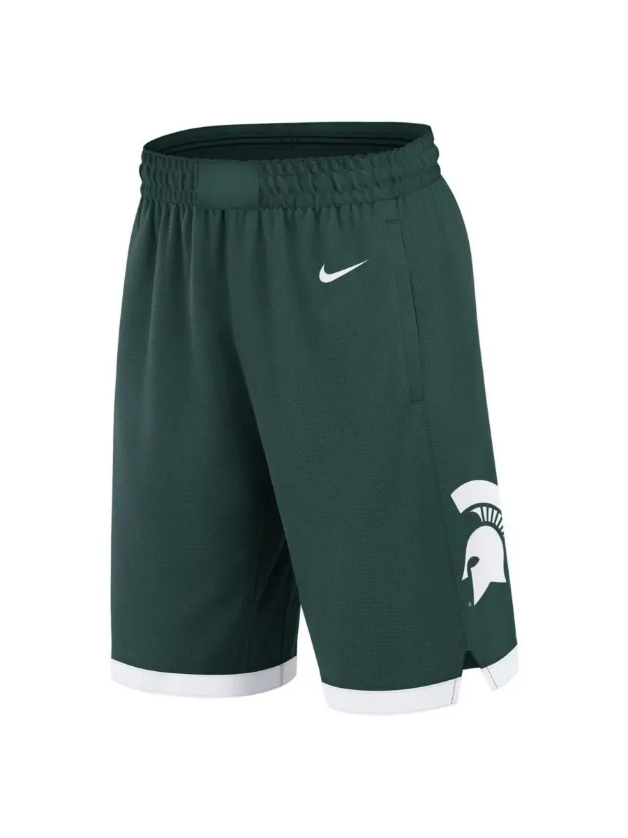 Nike Мужские зеленые баскетбольные шорты Michigan State Spartans Road Replica Performance — изображение 3 из 3, зеленый