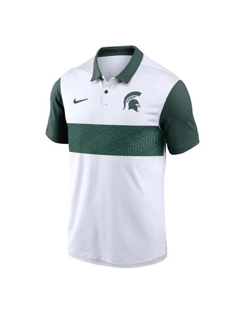 Nike Мужская белая поло Michigan State Spartans Primetime Campus Vapor Performance — изображение 3 из 3, белый зеленый