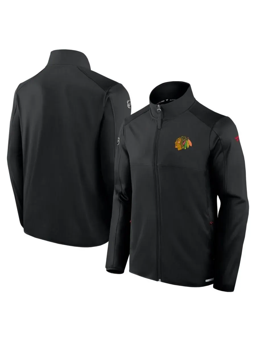 Fanatics Мужская черная флисовая куртка на молнии с символикой Chicago Blackhawks Authentic Pro Rink — изображение 1 из 3