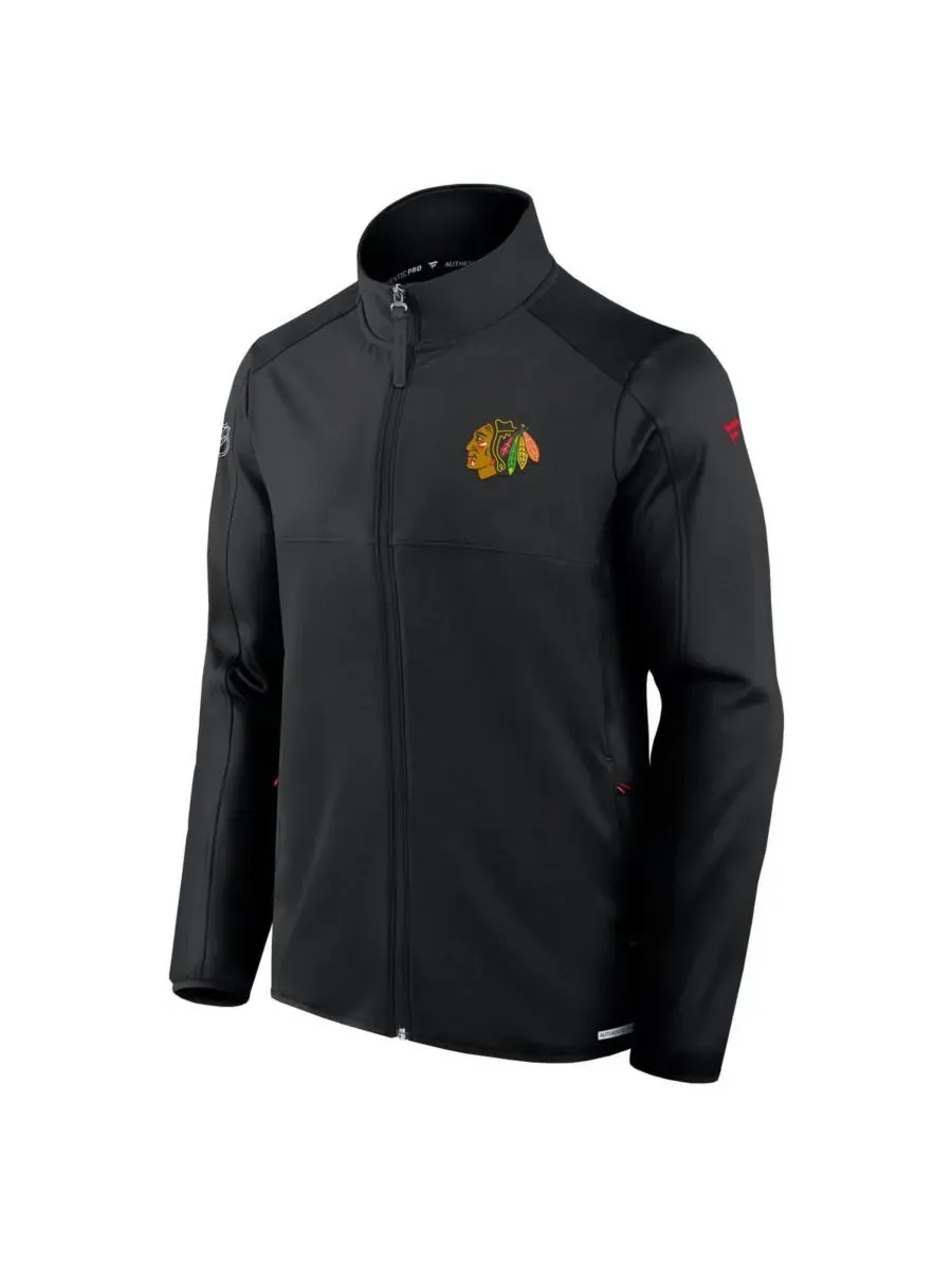 Fanatics Мужская черная флисовая куртка на молнии с символикой Chicago Blackhawks Authentic Pro Rink — изображение 2 из 3