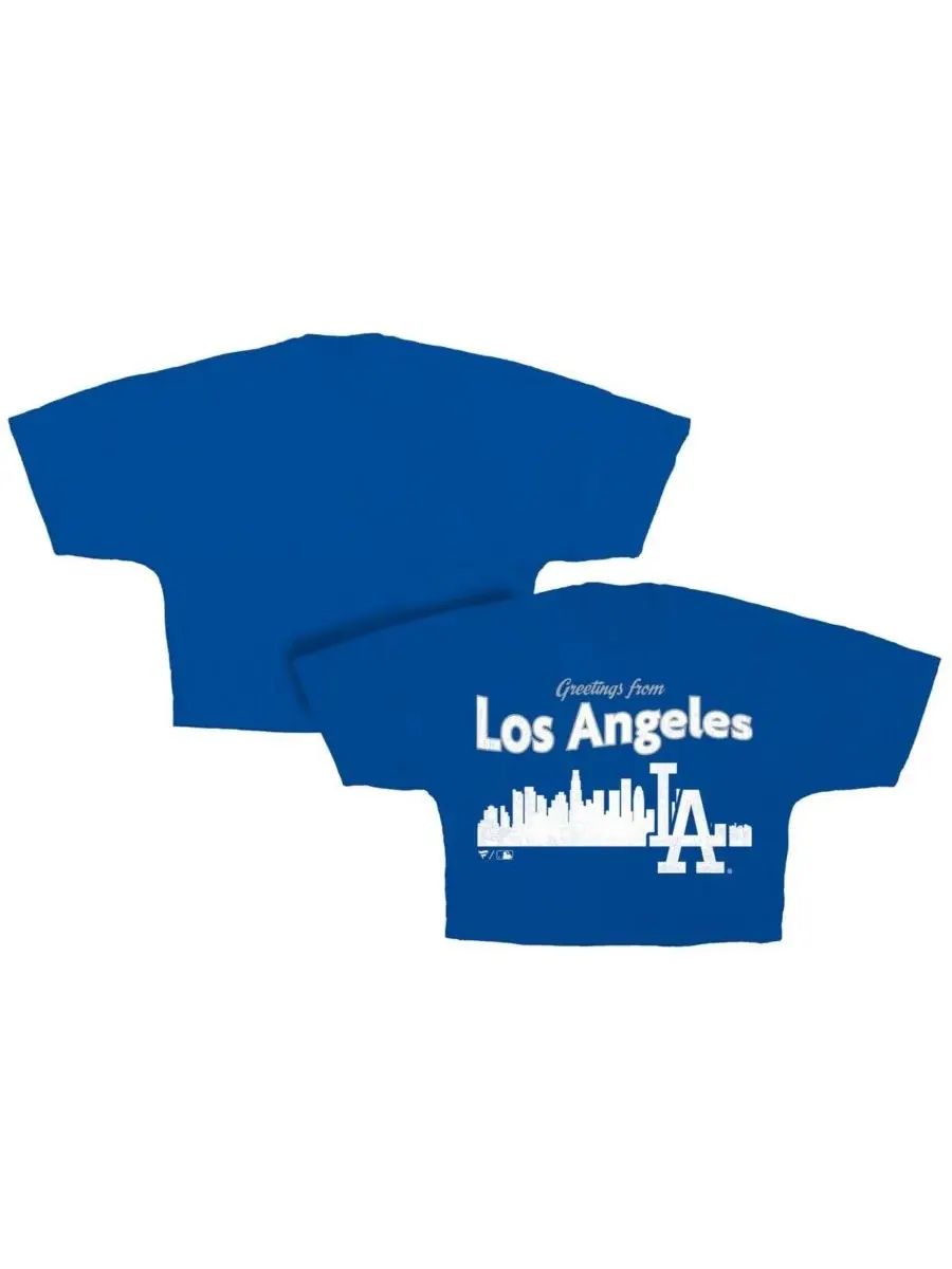 Женская укороченная футболка Royal Los Angeles Dodgers Skyline Fanatics — изображение 1 из 3, королевский