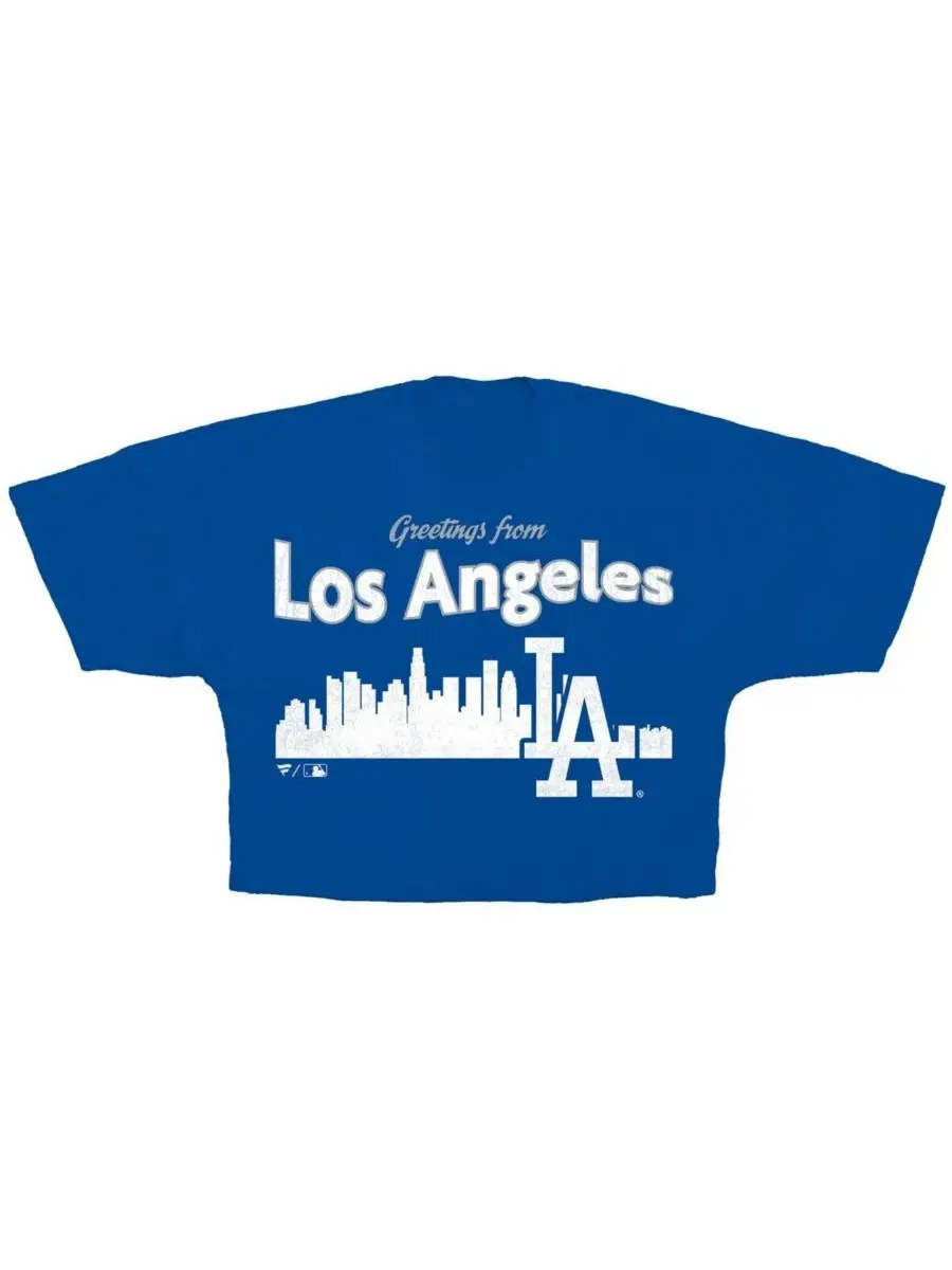 Женская укороченная футболка Royal Los Angeles Dodgers Skyline Fanatics — изображение 3 из 3, королевский