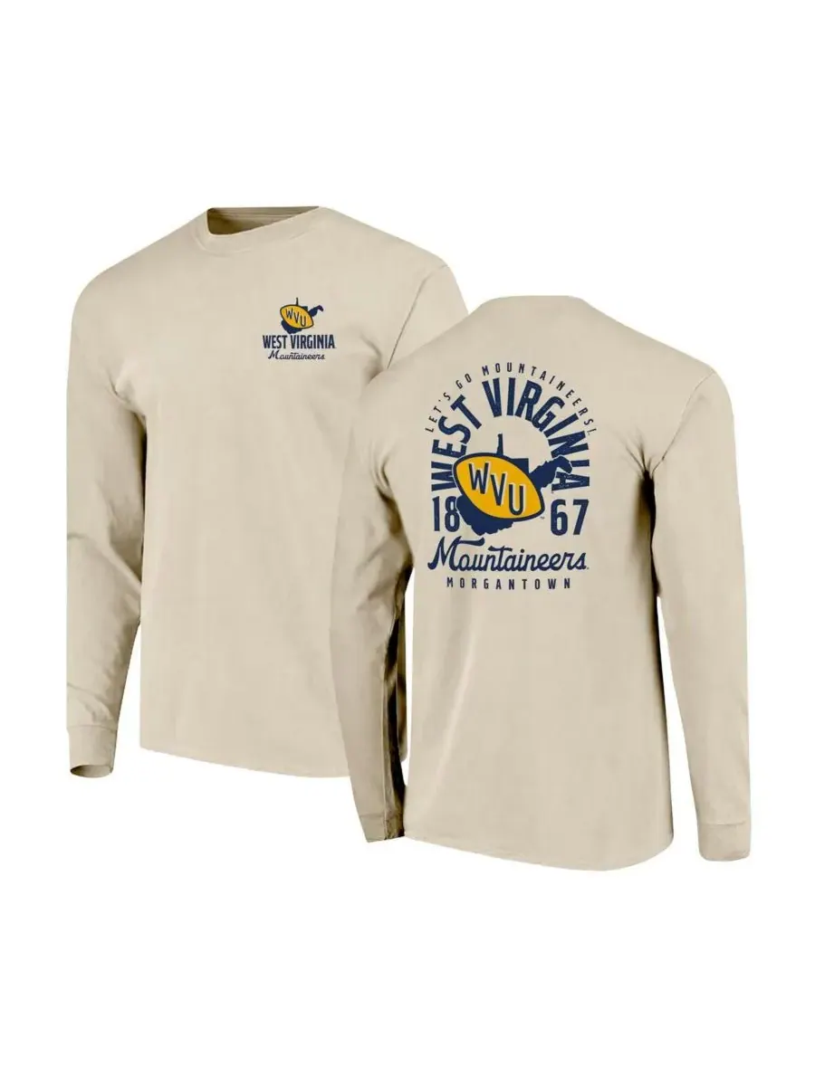 Мужская футболка с длинным рукавом Natural West Virginia Mountaineers Comfort Colors с изображением — прозрачный