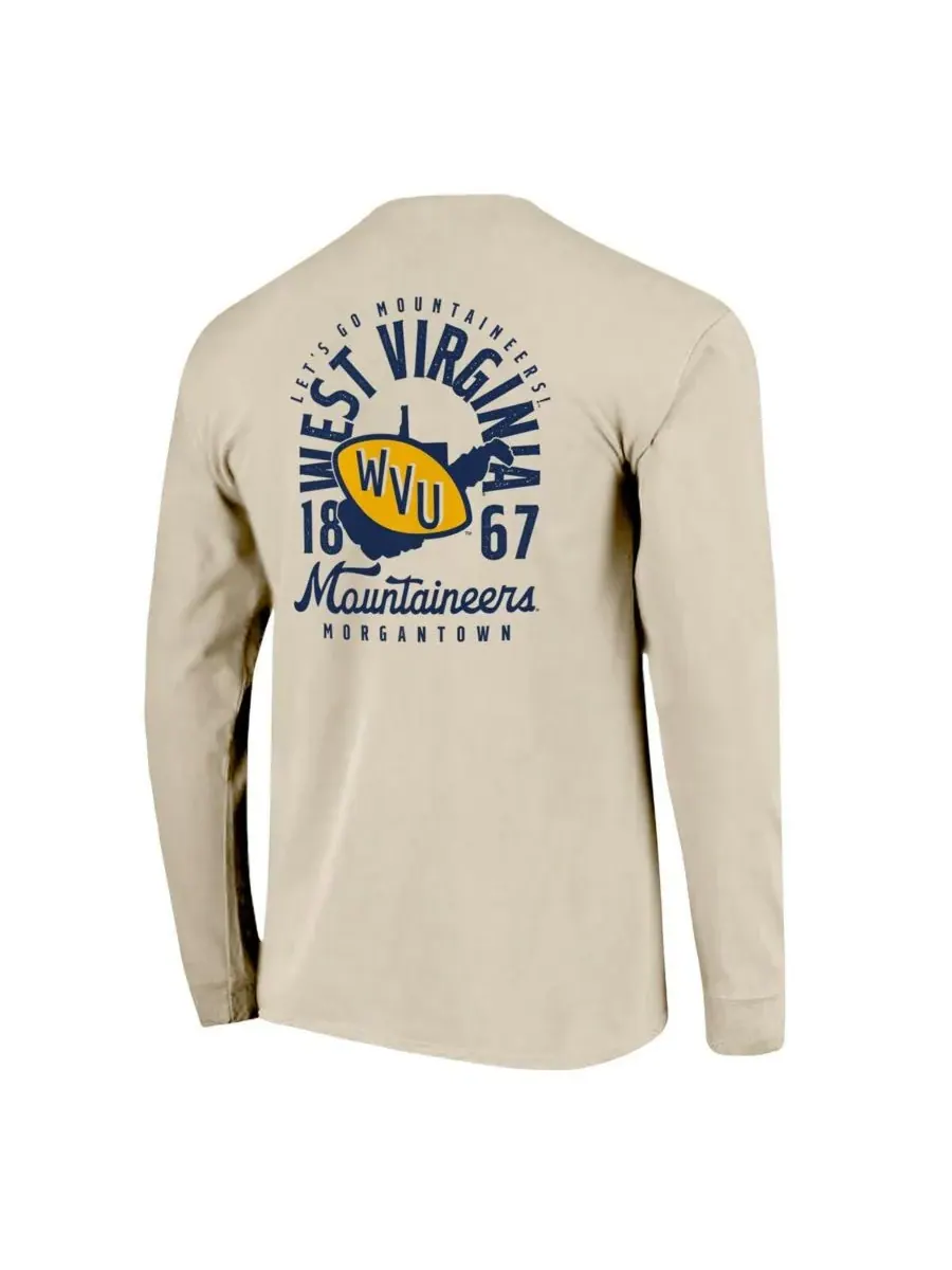 Мужская футболка с длинным рукавом Natural West Virginia Mountaineers Comfort Colors с изображением — изображение 3 из 3