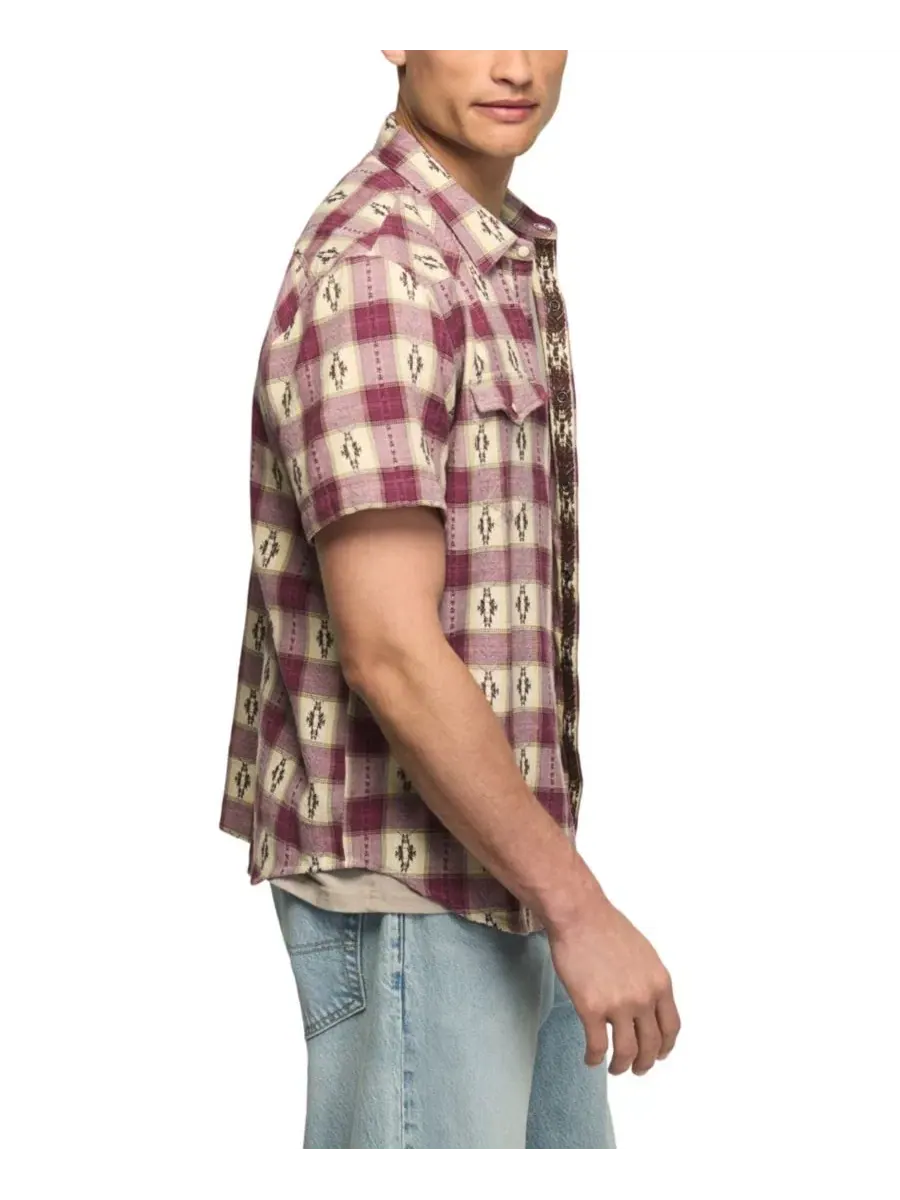 Рубашка с коротким рукавом Mesa Western Jacquard Lucky Brand, Magenta Plaid — изображение 3 из 7