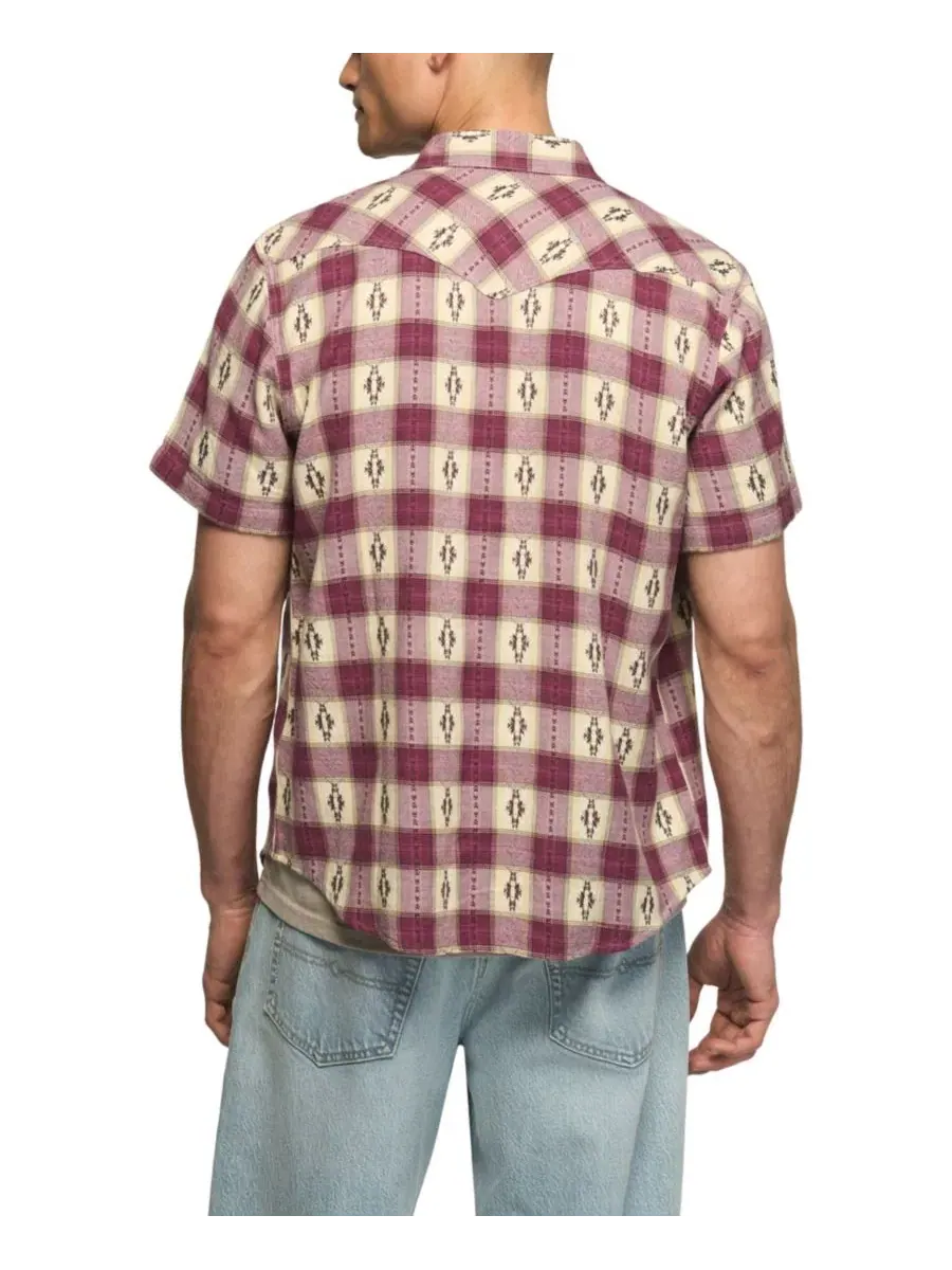 Рубашка с коротким рукавом Mesa Western Jacquard Lucky Brand, Magenta Plaid — изображение 5 из 7