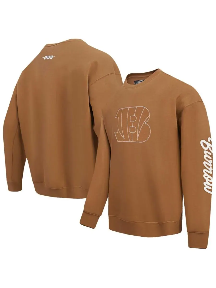 Pro Standard Мужская толстовка с круглым вырезом Joe Burrow Brown Cincinnati Bengals — изображение 1 из 5, коричневый