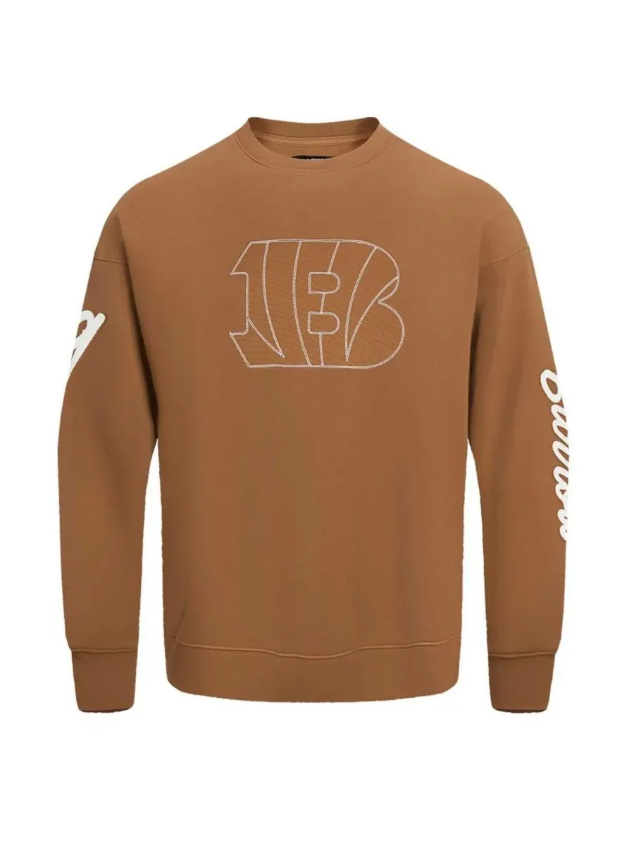 Pro Standard Мужская толстовка с круглым вырезом Joe Burrow Brown Cincinnati Bengals — изображение 3 из 5, коричневый