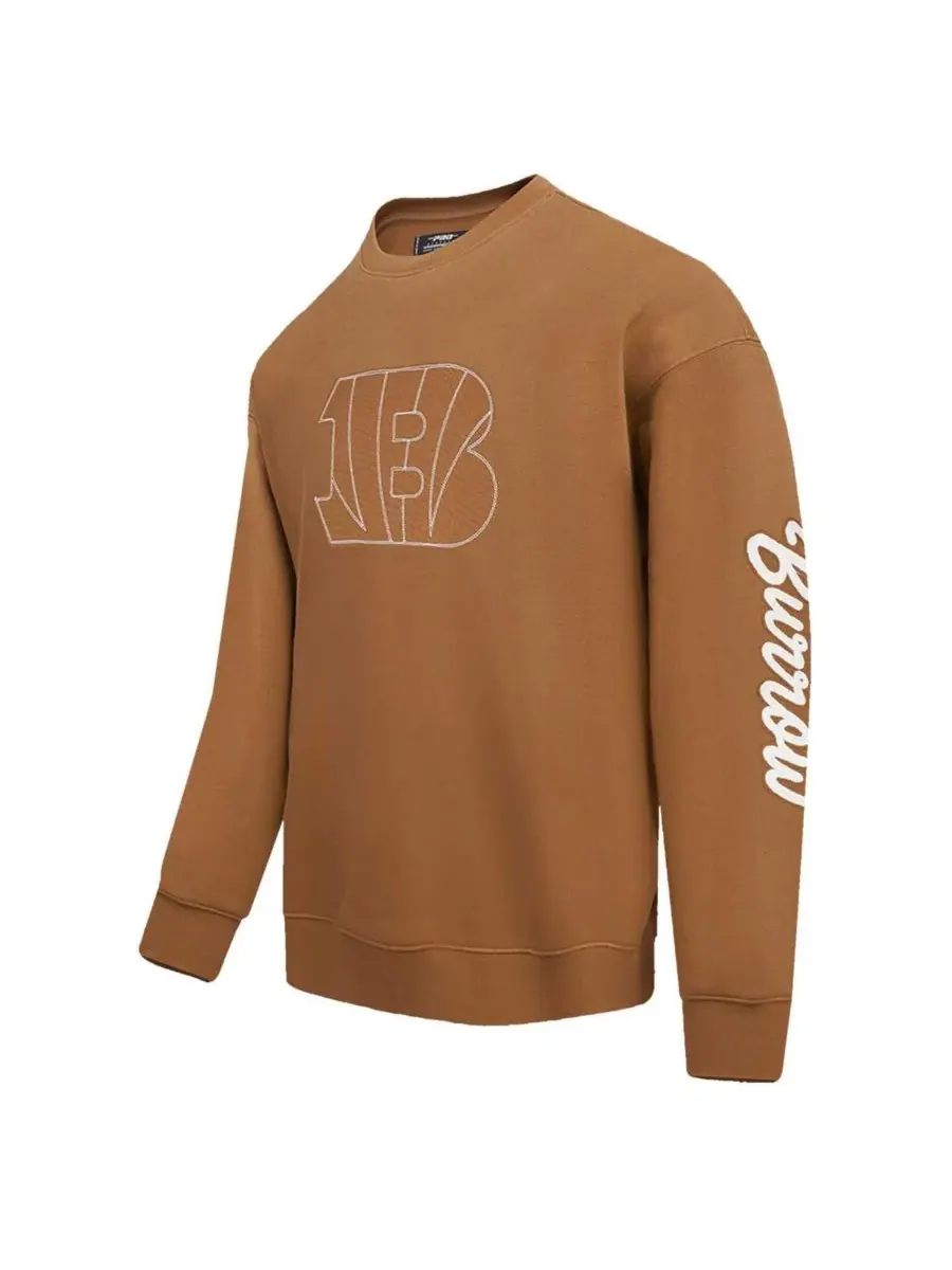 Pro Standard Мужская толстовка с круглым вырезом Joe Burrow Brown Cincinnati Bengals — изображение 4 из 5, коричневый