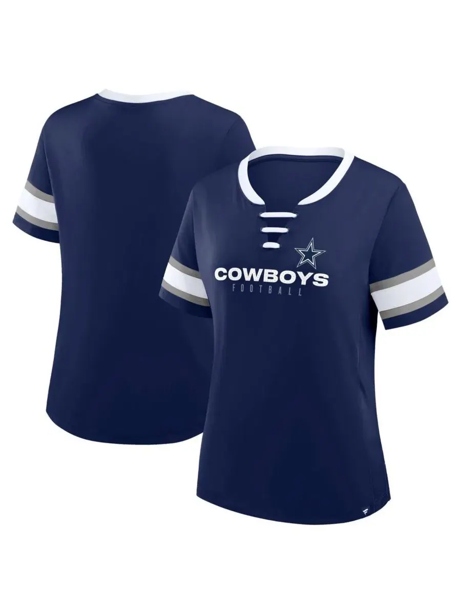Женская темно-синяя футболка Dallas Cowboys Redzone Draw Play Athena на шнуровке Fanatics — изображение 1 из 3, темно-синий