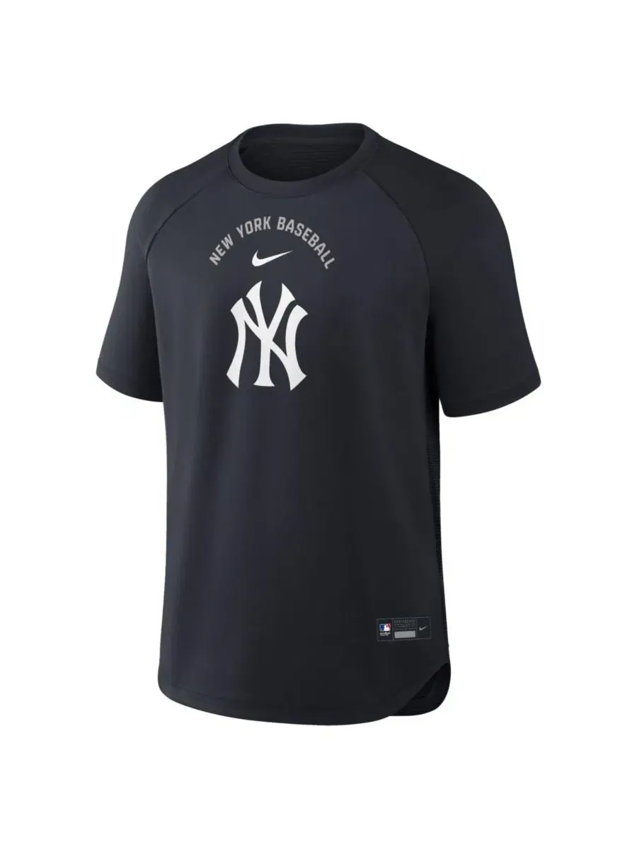 Мужская темно-синяя футболка-реглан из ткани Dri-FIT с логотипом New York Yankees Authentic — изображение 4 из 4, темно-синий