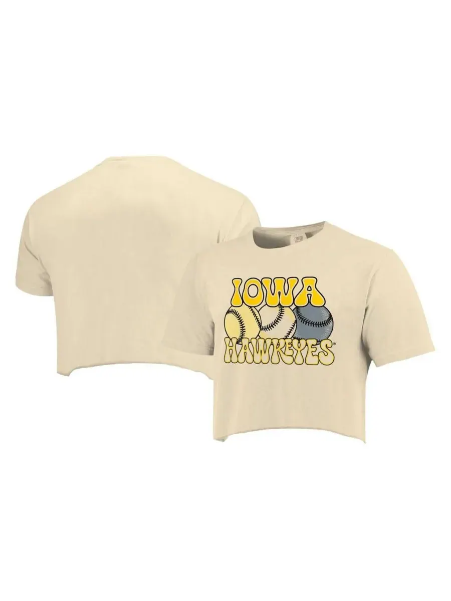 Женская укороченная бейсбольная футболка Natural Iowa Hawkeyes Comfort Colors Image One — изображение 1 из 3, прозрачный