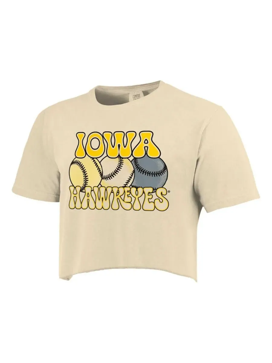 Женская укороченная бейсбольная футболка Natural Iowa Hawkeyes Comfort Colors Image One — изображение 3 из 3, прозрачный