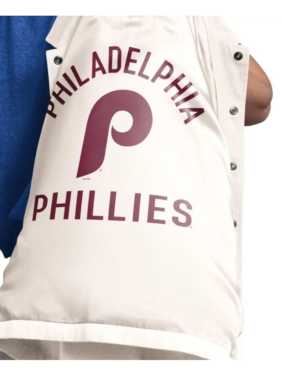Женская куртка-коуч с полной застежкой на кнопках Philadelphia Phillies Cooperstown First Down — изображение 3 из 4, бежевый