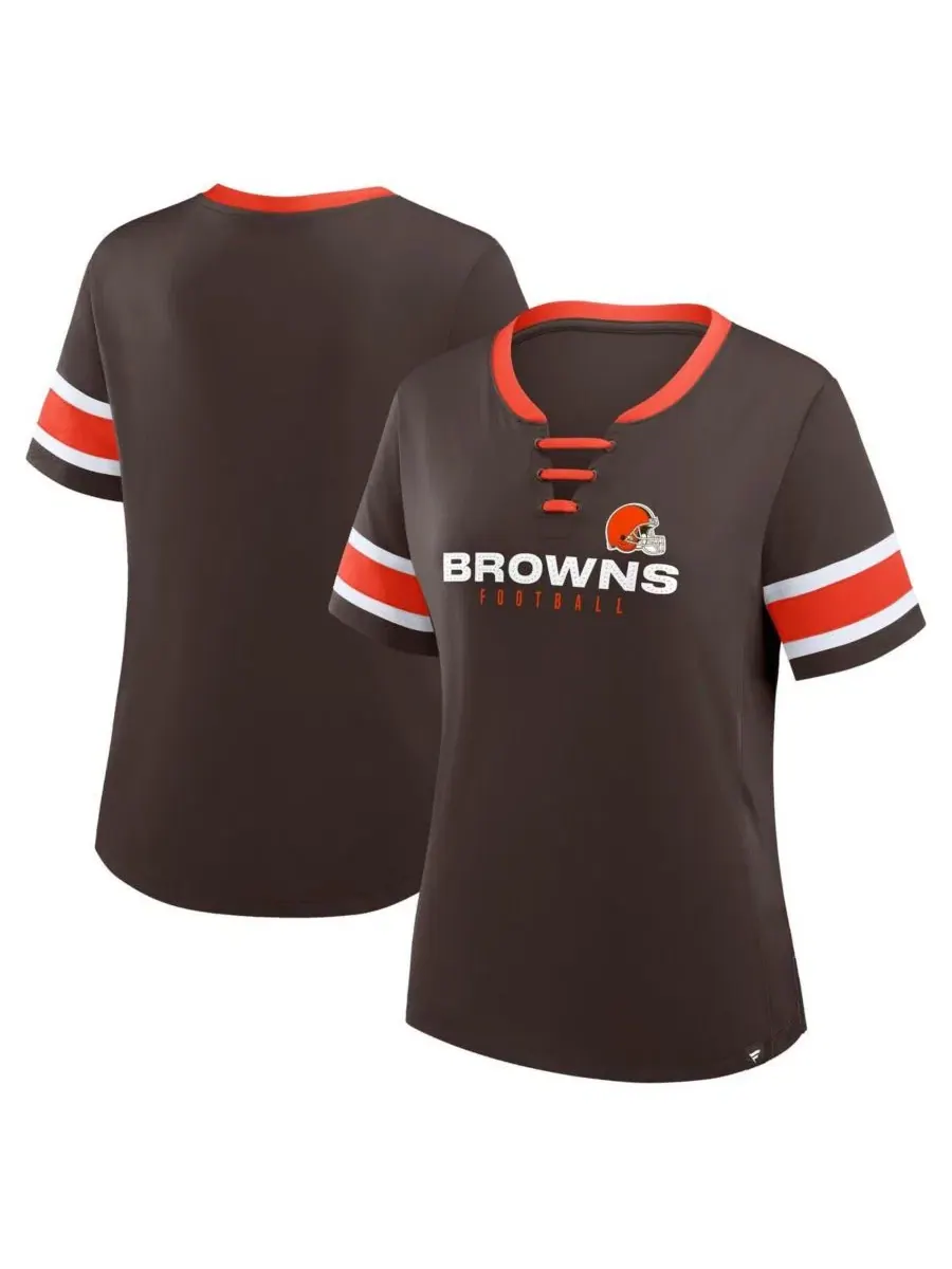 Футболка-шнуровка с принтом Cleveland Browns Redzone Draw Play Athena Fanatics — изображение 1 из 3, коричневый