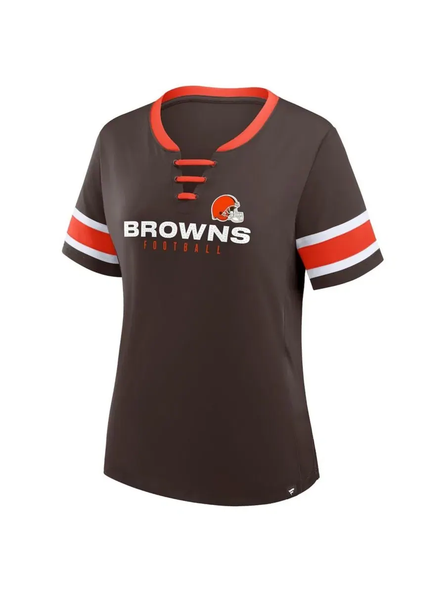 Футболка-шнуровка с принтом Cleveland Browns Redzone Draw Play Athena Fanatics — изображение 2 из 3, коричневый