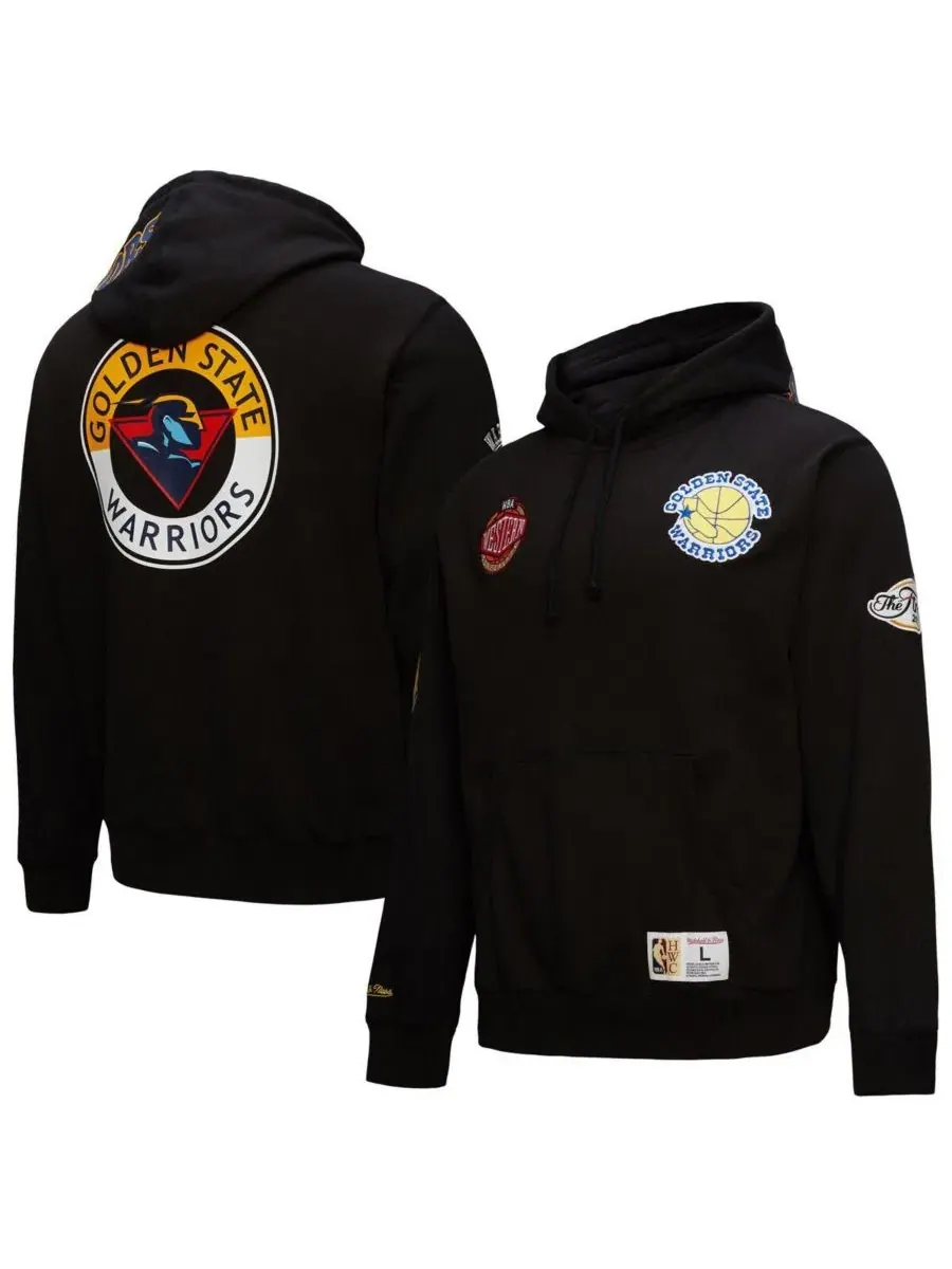 Худи с капюшоном Golden State Warriors Hardwood Classics Blackout Collection Mitchell & Ness — изображение 1 из 5, черный