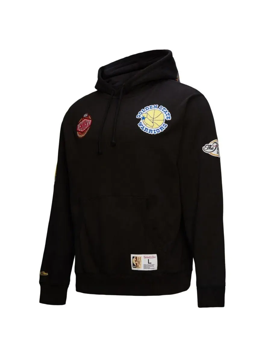 Худи с капюшоном Golden State Warriors Hardwood Classics Blackout Collection Mitchell & Ness — изображение 4 из 5, черный