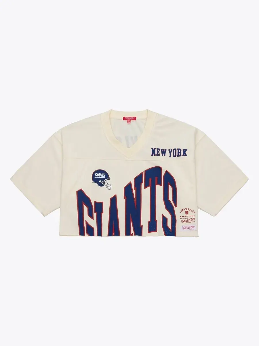 Женская укороченная футболка с принтом Lawrence Taylor New York Giants Mitchell & Ness — изображение 4 из 5, бежевый