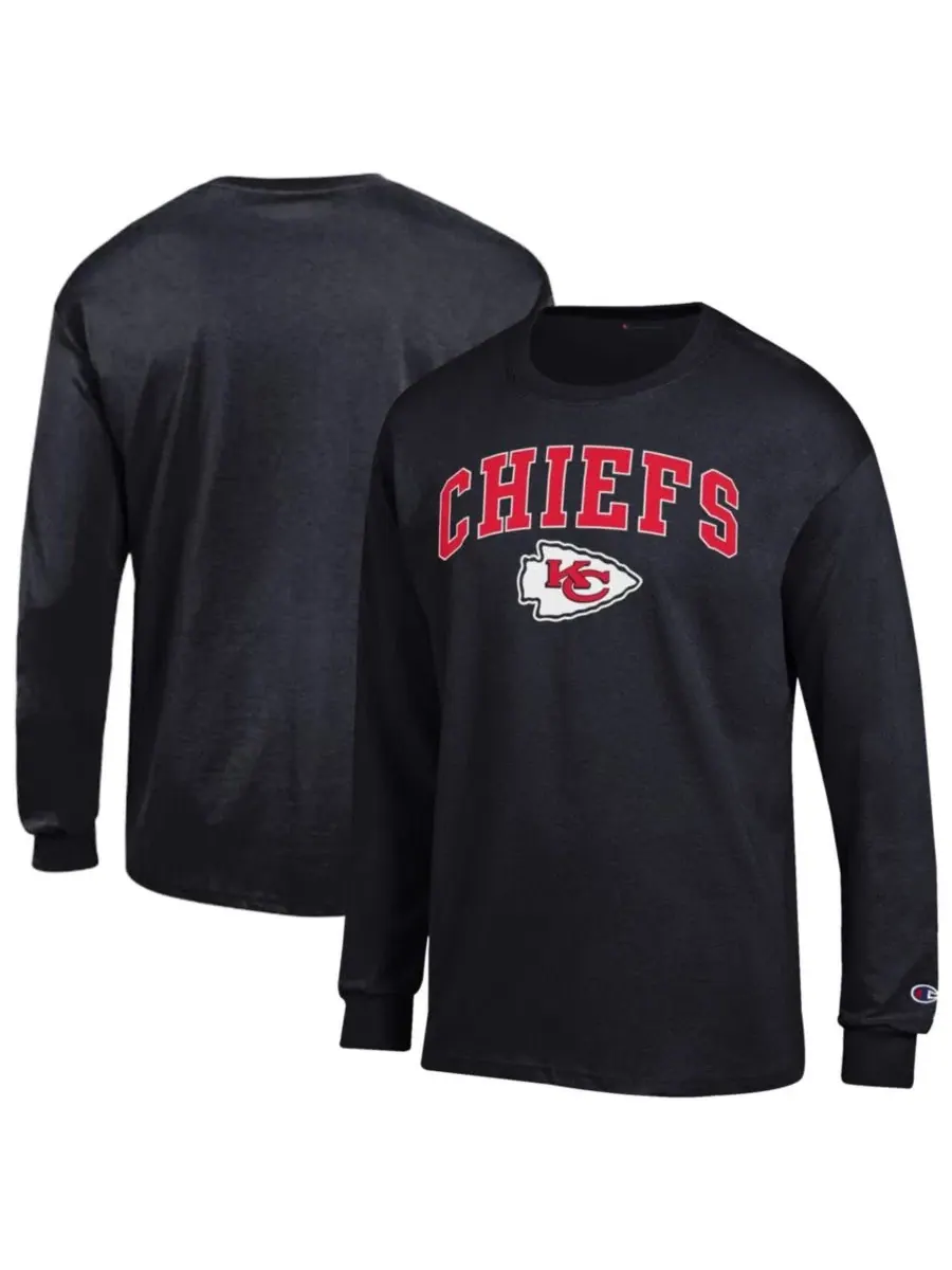 Футболка с длинным рукавом с принтом Arch Over Logo Kansas City Chiefs Champion — изображение 1 из 3, черный
