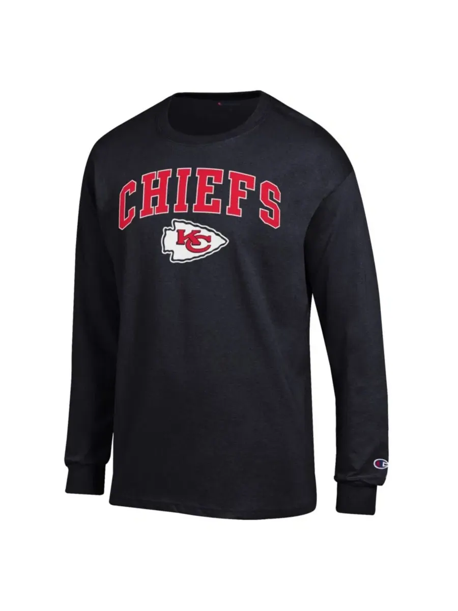 Футболка с длинным рукавом с принтом Arch Over Logo Kansas City Chiefs Champion — изображение 2 из 3, черный