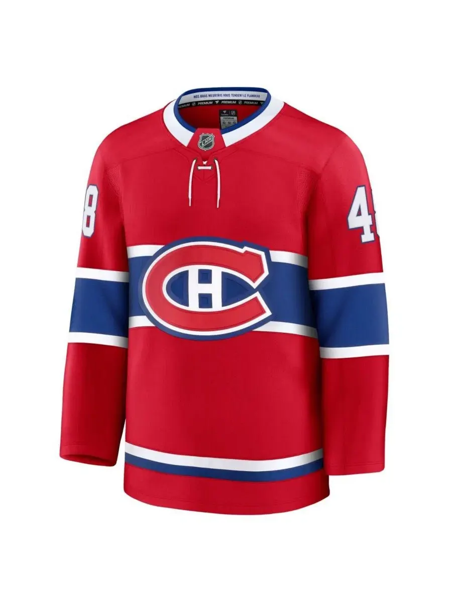 Хоккейный джерси с принтом Lane Hutson Montreal Canadiens Home Premium Fanatics — изображение 2 из 5, красный