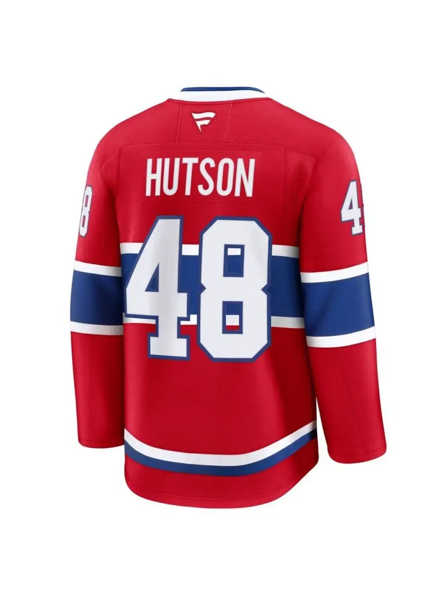 Хоккейный джерси с принтом Lane Hutson Montreal Canadiens Home Premium Fanatics — изображение 3 из 5, красный