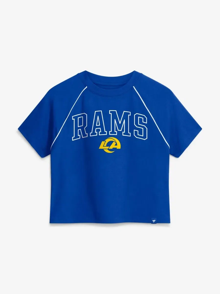 Женская футболка-кроп с реглан-рукавами и принтом Los Angeles Rams Fanatics — изображение 1 из 2, белый