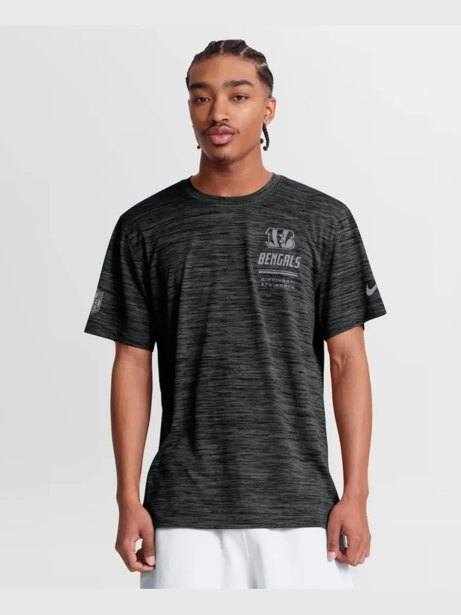 Футболка с длинным рукавом Cincinnati Bengals Sideline Double Covered Dri-FIT Velocity Nike — изображение 1 из 3, черный