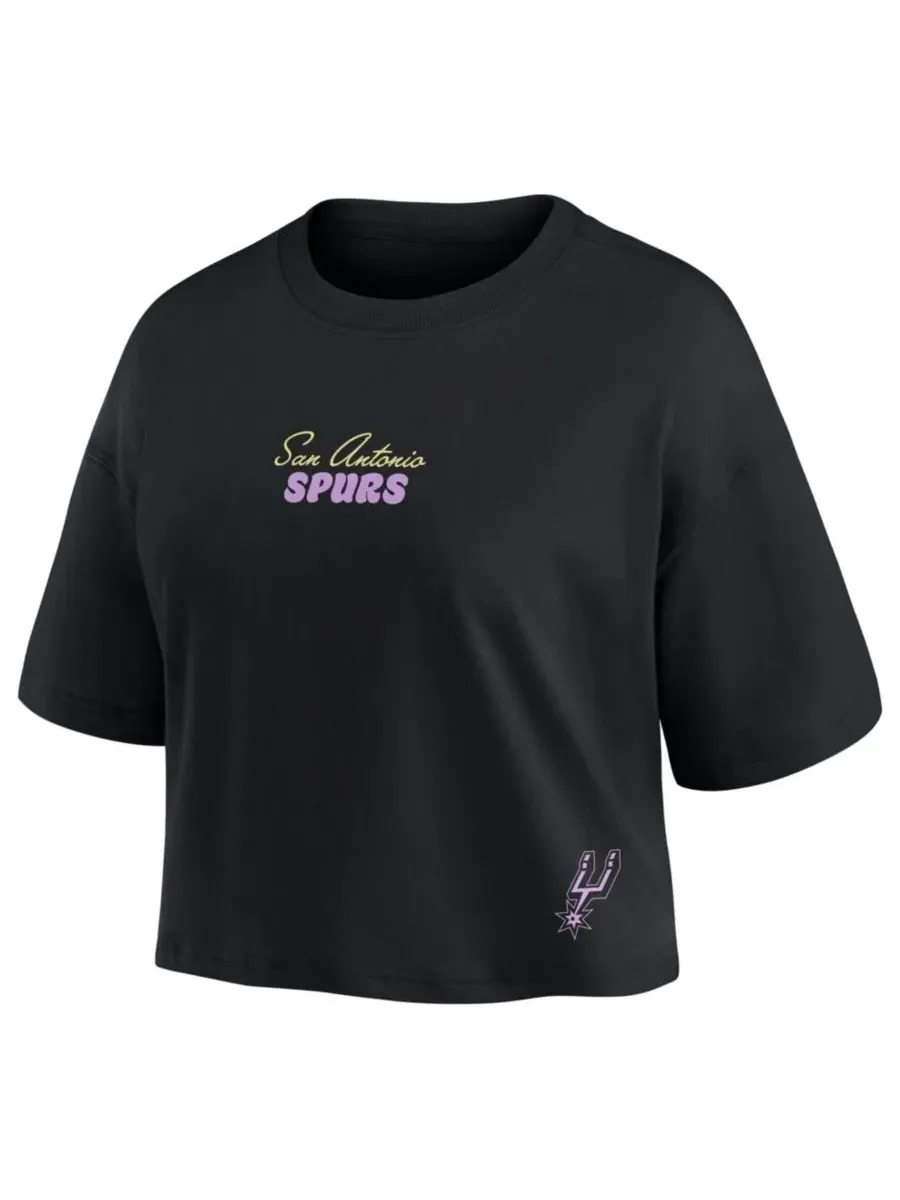 Женский укороченный топ с круглым вырезом Victor Wembanyama San Antonio Spurs Fanatics — изображение 2 из 3, черный