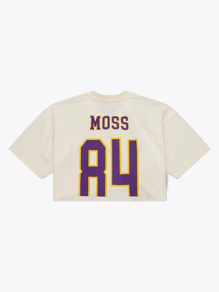 Женская укороченная футболка с принтом Randy Moss Cream Mitchell & Ness — изображение 4 из 5, бежевый