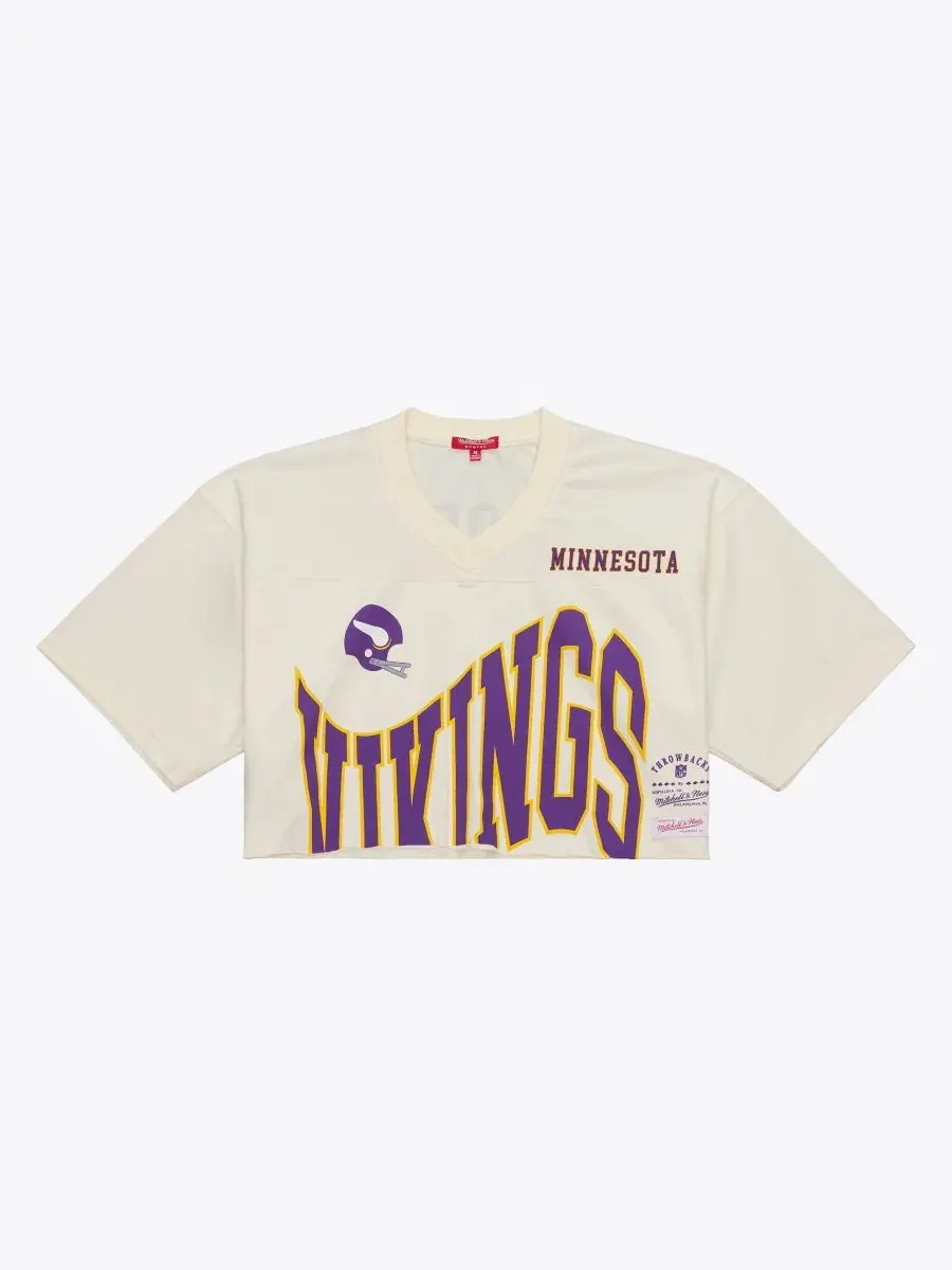 Женская укороченная футболка с принтом Randy Moss Cream Mitchell & Ness — изображение 5 из 5, бежевый