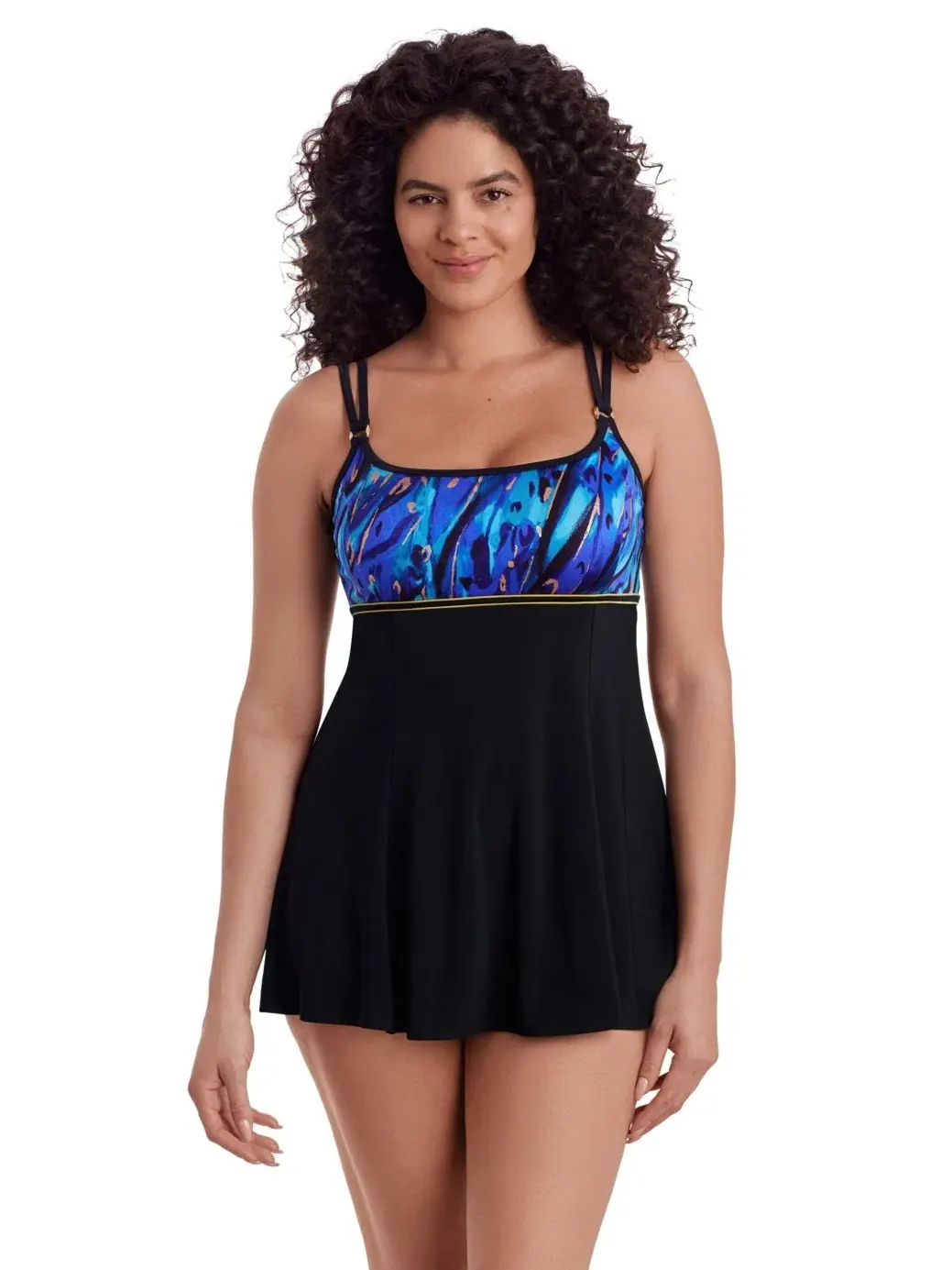 Платье для плавания с принтом Gilded Garden Empire Princess Seam Long Torso Swim Dress with