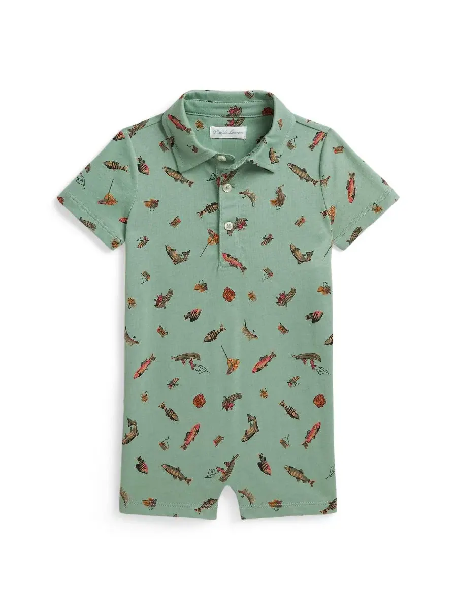 Детский поло-комбинезон для мальчиков с рыболовным принтом Polo Ralph Lauren