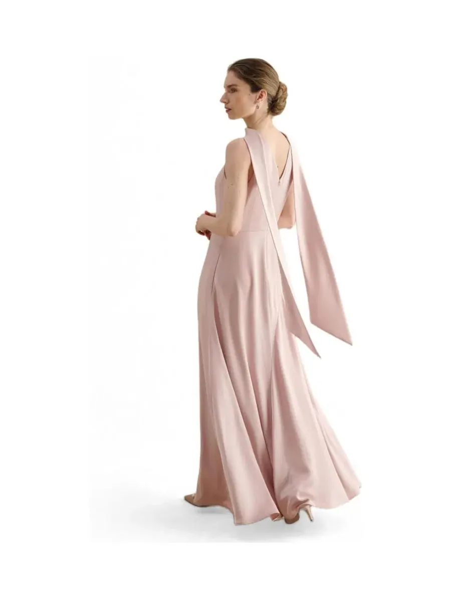 Платье-макси из атласа с галстуком Marilyn Satin Hobbs London, Blushpink — изображение 2 из 6