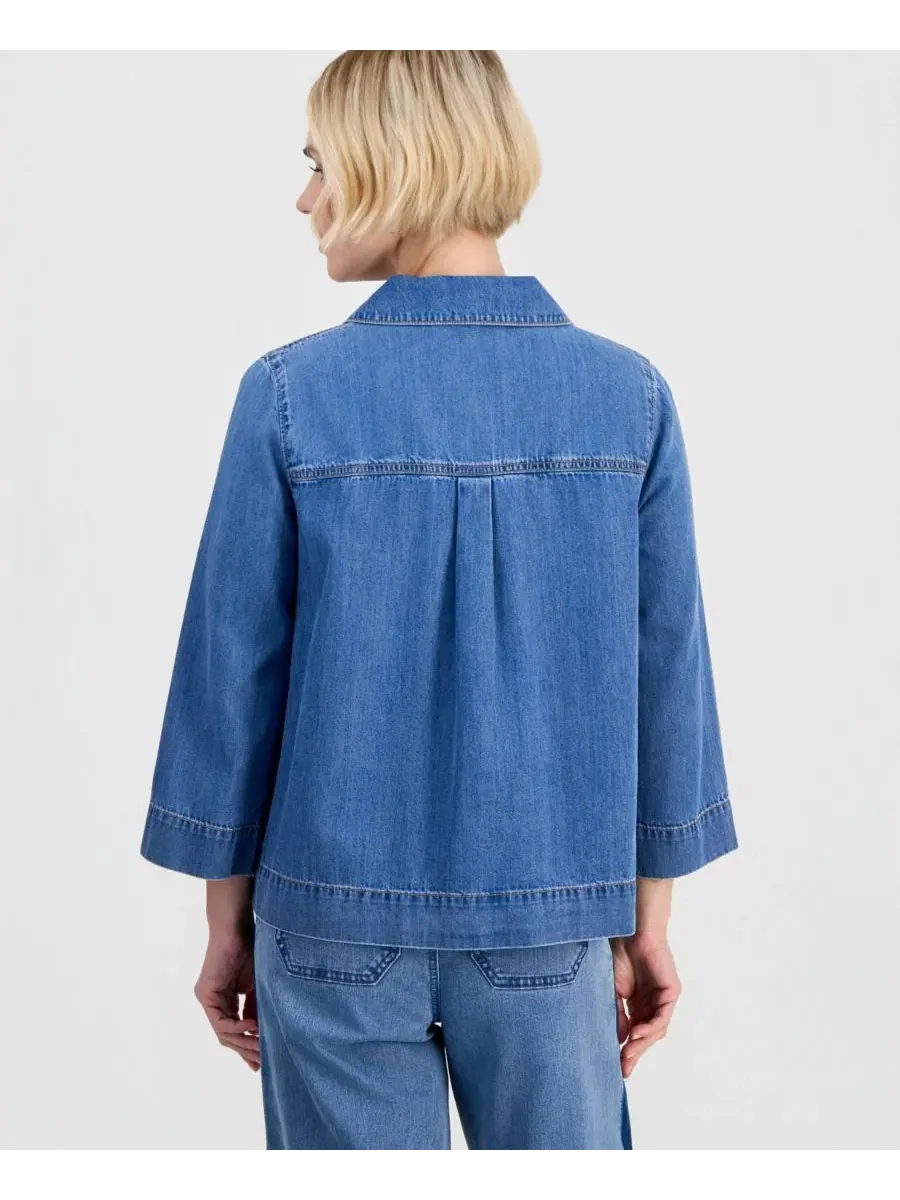Туника из хлопка с 3/4 рукавом и денимовым принтом Style & Co, Margo Wash — изображение 2 из 4