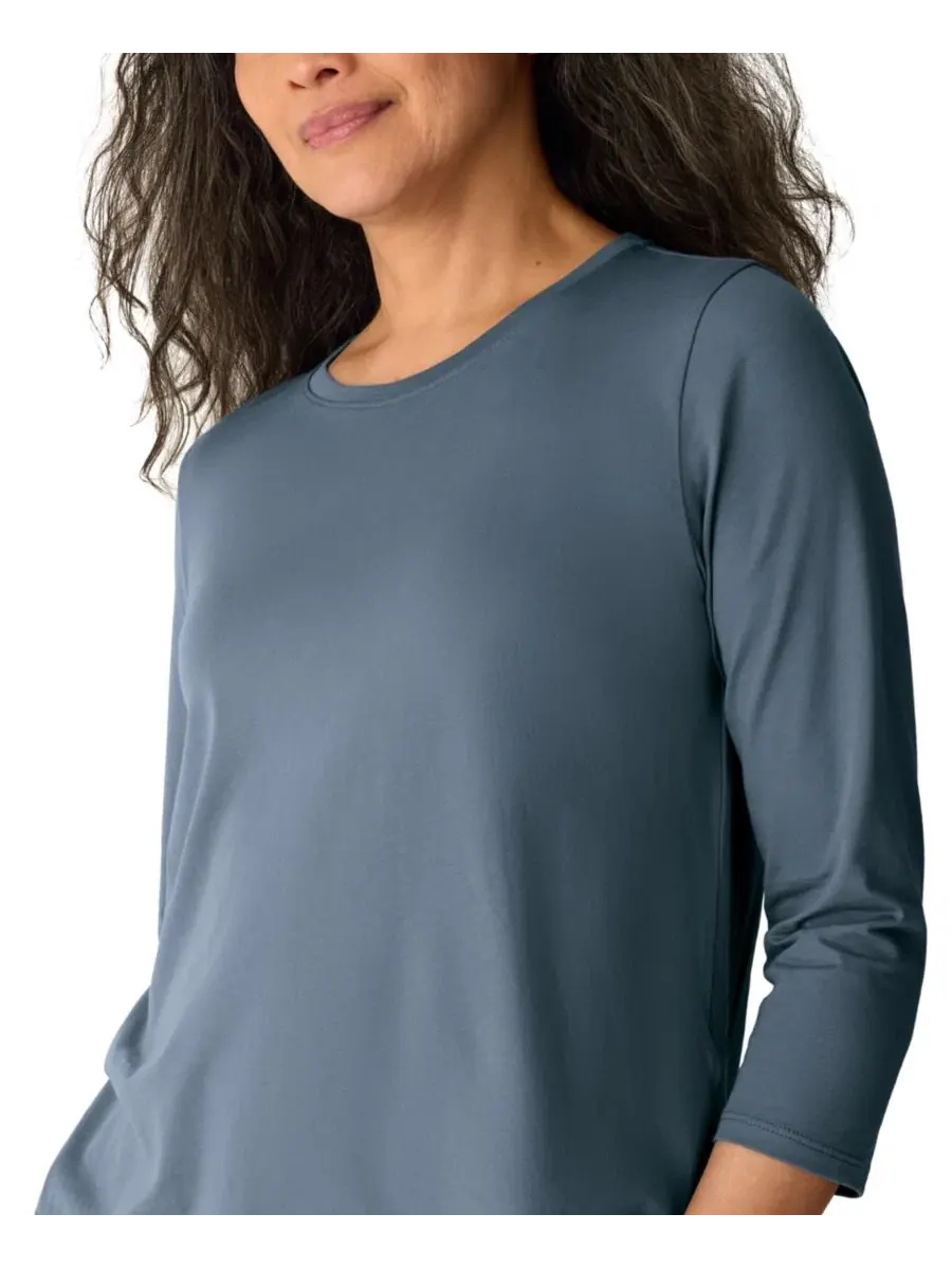 Футболка женская с круглым вырезом и рукавом 3/4 Eileen Fisher, Celadon Spring — изображение 3 из 16