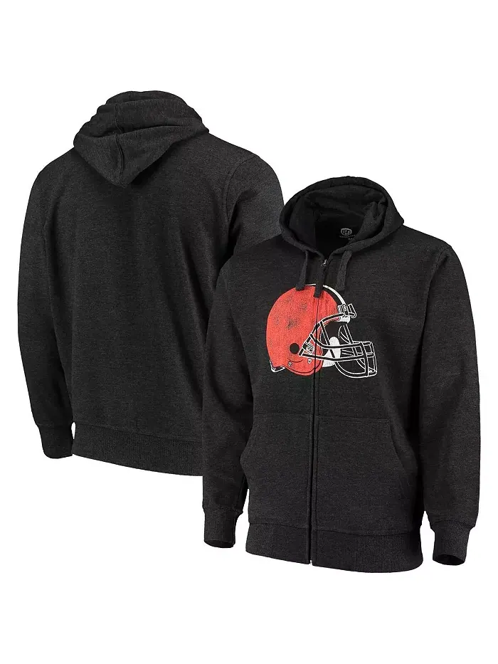 Мужская худи с молнией Cleveland Browns Primary Logo цвета угольного серого G-III Sports by Carl — изображение 1 из 3