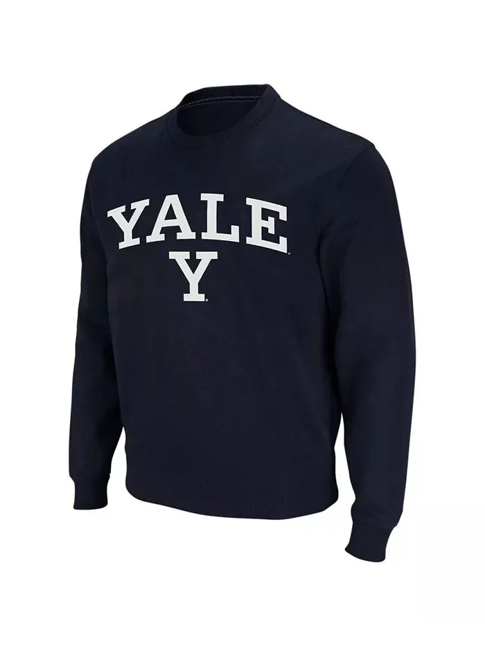 Мужская темно-синяя толстовка Yale Bulldogs Arch Logo с круглым вырезом Colosseum