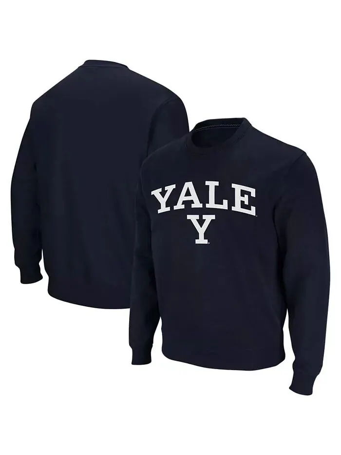 Мужская темно-синяя толстовка Yale Bulldogs Arch Logo с круглым вырезом Colosseum — изображение 2 из 5