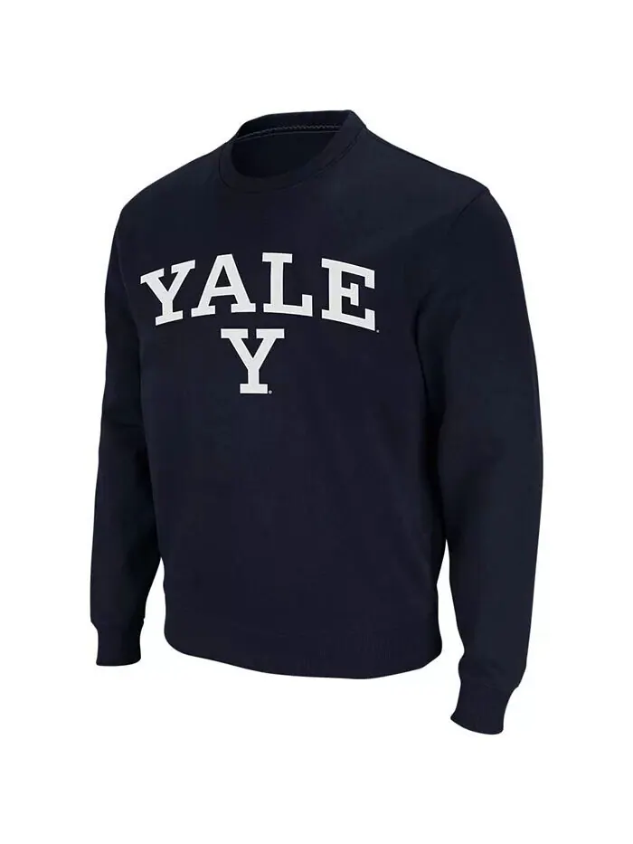 Мужская темно-синяя толстовка Yale Bulldogs Arch Logo с круглым вырезом Colosseum — изображение 3 из 5